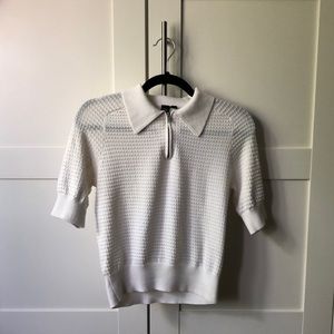 Short sleeve cotton/modal quarter zip sweater
